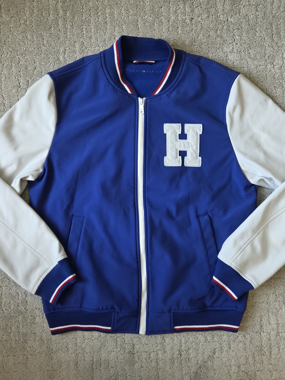 Y2K Styled Tommy Hilfiger Softshell Varsity Bomber Jacket Medium